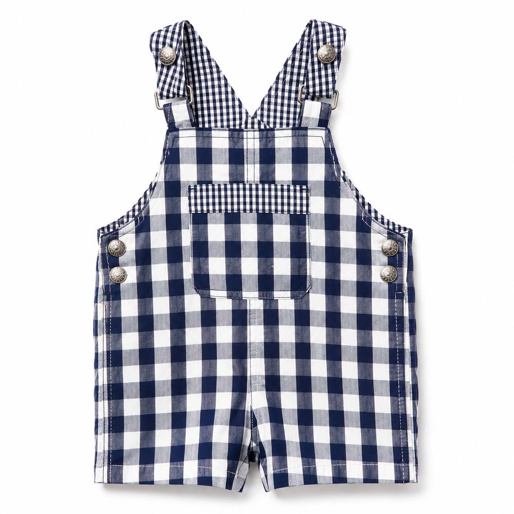 Koala Baby 3-6M Navy Gingham Overalls Silver Snaps Summer Infant VGUC